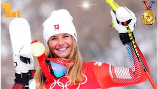 Switzerlands Corinne Suter wins gold medal🥇in downhill at Beijing 2022 Olympics Games [upl. by Wootten]