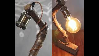 Handmade Driftwood lamp ideas DIY Wood lamp Natural wooden rustic lamps for tabletop decoration [upl. by Voletta]