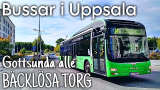 Bussar i Uppsala  Gottsunda allé  Bäcklösa torg [upl. by Ecirtaemed642]