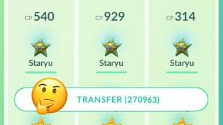 Transferring 750 Staryu and get Unexpected Candies with XL Pokemon go 😳 [upl. by Adniuqal]