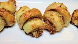 Rugelach Crescent Cookies I Biscuits Rugelach Iبسكويت هلال محشي بالجوز و السكر [upl. by Ahsenyt]