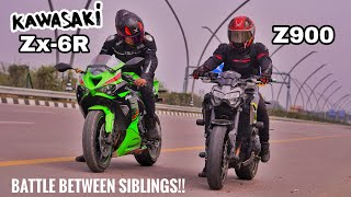 Kawasaki Ninja Zx6r 2024 Vs Kawasaki Z900 Drag Race Showdown Whats Next 😱 [upl. by Vadim]