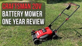 Craftsman 20V Battery Lawn Mower ONE YEAR HONEST REVIEW  Model CMCMW220P2 [upl. by Ahsaeit17]