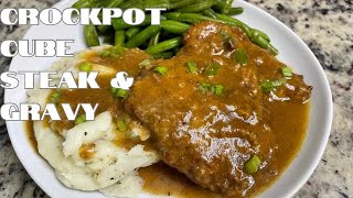 Cube Steak amp Gravy  Crockpot Cube Steak  Crockpot Recipes  Slow Cooker Recipes  Smothered Steak [upl. by Antsirhc684]