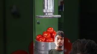 Tomato fruit vs hydraulic press 🫣 hydraulicpress crushing satisfying viral short [upl. by Aivila]