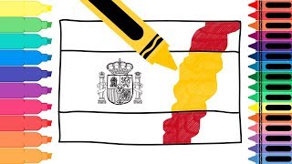 How to Draw Spain Flag  Drawing the Spanish Flag  Coloring Pages for kids  Tanimated Toys [upl. by Modla]