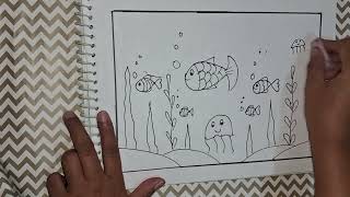 Step by Step Underwater Scene Drawing for kids  Easy Underwater Scene Drawing for kids [upl. by Fanchan]