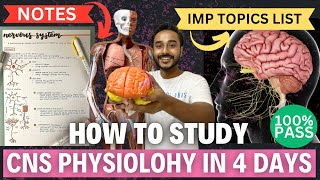 central nervous system physiology in 4 days  how to study cns physiology important topics [upl. by Cuda]