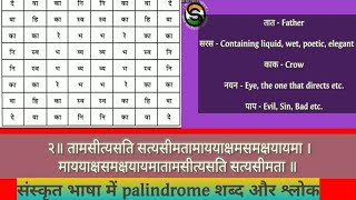 Palindrome words and slokas of Sanskrit language  palindrome शब्द और श्लोक संस्कृत भाषा में [upl. by Ahsillek]