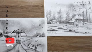 drawing with pencil shadingscenery drawing and shading pencilpencil drawing amp shading Timelapse [upl. by Ettenaej]