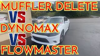 Dodge Charger SXTGT V6 DYNOMAX RACE BULLETS Vs FLOWMASTER 40 Vs MUFFLER DELETE [upl. by Nosrac]