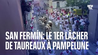 San Fermín les images du premier lâcher de taureaux à Pampelune après deux ans darrêt [upl. by Aitnyc]