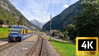 Cab Ride  Interlaken to Grindelwald Switzerland  Train Driver view  4k 60p uhd video [upl. by Cadel172]