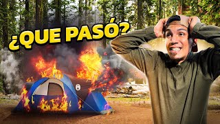 El CHISPITO QUEMÓ el Campamento🔥⛺ en PRUEBA DE CAMPING Youtubers a Prueba [upl. by Ellekim]