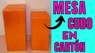 MESA CUBO EN CARTÓNDECORACIÓN CON CILINDROSFACILDIY [upl. by Aidnama]