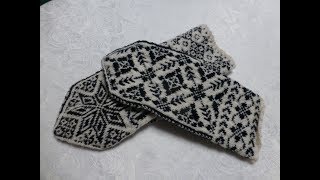 Knit fine norwegian selbu mittens step 2 increase for the thumb and making thumbhole [upl. by Aciretehs]