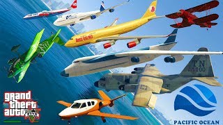 GTA V Every Airplanes Falling to Sea  Water Best Extreme Longer Crash and Fail Compilation [upl. by Eynttirb]