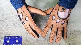 Mens Handmade Peccary Driving Gloves By Hungant [upl. by Ahsen]