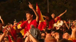 Fans celebrate in Madrid after Euro 2024 victory  AFP [upl. by Lobel]