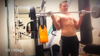 14 years old  Barbell Curl 90 LBS 40 kg x 1 [upl. by Iraj]