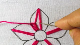 Modern Hand Embroidery Very Easy Fancy Embroidery Design Flower Stitch Technique For Tutorial [upl. by Ahseek708]