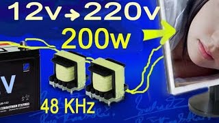 12v to 220v inverter kích sử dụng 2 biến áp xung ra 200w [upl. by Tolman]