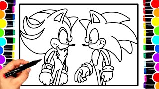 Sonic Coloring Pages NEW Sonic Team NEW Sonic in the movie 3 Tails Knuckles Amy Rose COLORING 38с [upl. by Enaols]