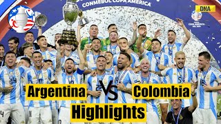 Argentina Vs Colombia Highlights LastMinute Goal Secures Argentinas 16th Copa America Title [upl. by Adnorrahs]