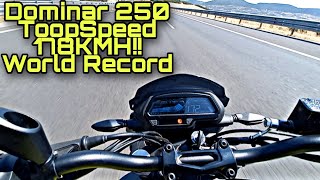 DOMİNAR 250 TOP SPEED 178 Kmh  World Record2022 Motovlog [upl. by Odilia]