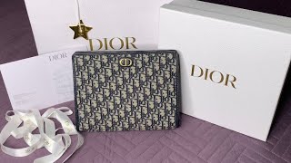 DIOR  Unboxing 30 Montaigne Pouch Blue Dior Oblique Jacquard [upl. by Alakcim]