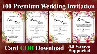 Wedding Invitation Card cdr File Free Download  Wedding Invitation Card design cdr Free Download [upl. by Eckblad829]