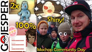 2x 100 Machop og Shiny 12KM Æg  Machop Community Day Dansk Pokémon GO [upl. by Mraz]