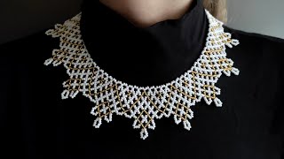 How to make beaded necklace DIY simple bead necklace with seed beads step by step beading tutorial [upl. by Claudie785]