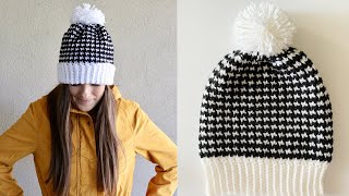 Houndstooth Crochet Hat Tutorial [upl. by Dierdre]