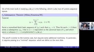 48 Ben Wallis  Garling and Lorentz Sequence Spaces [upl. by Auqinat904]