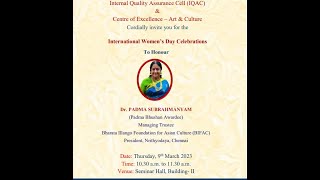 DrPadma Subrahmanyam 09032023 Womens Day Celebration [upl. by Terryn]