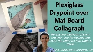 Mixed Printmaking  Collagraph under Drypoint plexiglass for fullcolor prints [upl. by Atinnod]