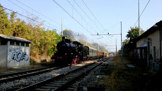 VAPORIERA GR640 121 TITOLARE DEL TRENO STORICO IN TRANSITO A MADONNA DELLOLMO CN 15  10  2017 [upl. by Seebeck]