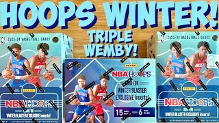 FIRST LOOK 202324 Panini Hoops WINTER Blaster Box Break x3 🔥 TRIPLE WEMBY  Rookie Sweaters [upl. by Kutzer]