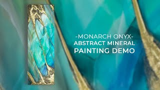 Teal abstract mineral art  painting DEMO  relaxing [upl. by Riada]