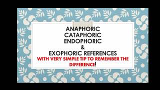 anaphoric cataphoric Endophoric Exophoric References [upl. by Aicsila]