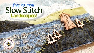 How to easily stitch a mindful slow stitching landscape embroidery [upl. by Robins254]