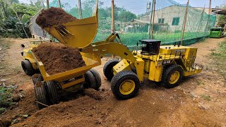 road building part 1 Cat 994 volvo a30g wheel loader dump truck rc action homemade [upl. by Rodolfo]