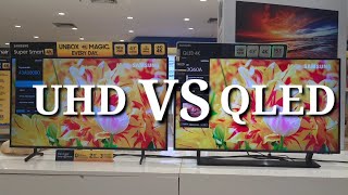 SAMSUNG UHD VS QLED PICTURE QUALITY COMPARISON [upl. by Nirrad127]