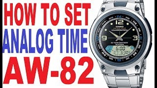 How to set analog time on Casio AW82 manual for use [upl. by Eidassac426]