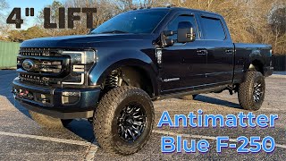 2022 Ford F250 Platinum ANTIMATTER BLUE 4quot Lifted Everest Edition Custom [upl. by Orlantha]