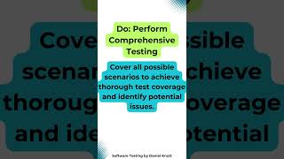 Do Perform Comprehensive Testing softwaretesting [upl. by Resiak]