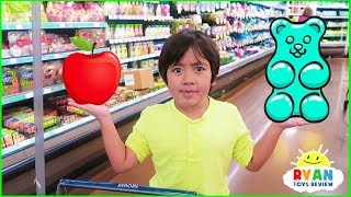 Ryan with Kids Size Shopping Cart Learn Healthy Food Choices [upl. by Rives900]