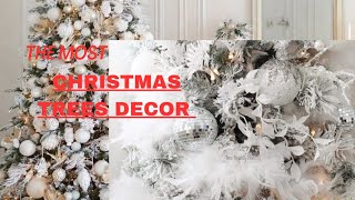 Luxury White And Silver Christmas Tree 🎄 Decor Ideas Christmas Decorations [upl. by Leonid]