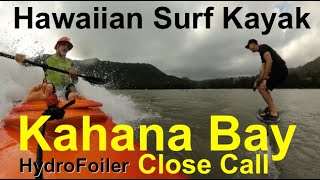 KEp 15 Hydrofoil Close CallKayak Surfing at Kahana Bay 4K [upl. by Alyakem]